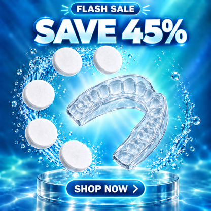 NG-IMPRESSIONS-V2-0 Night guard kit sale with anatomically molded transparent guard and five cleaning tablets