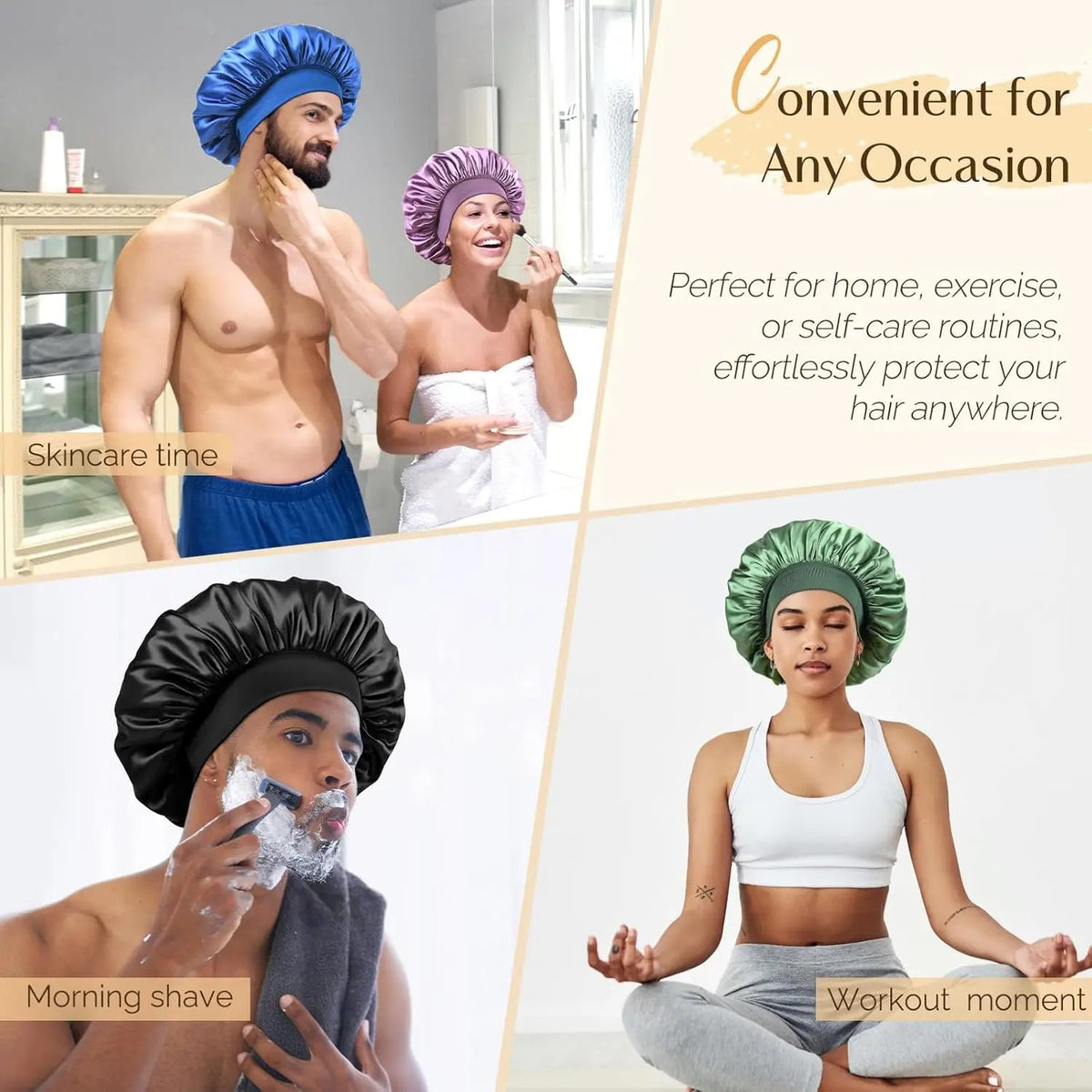 Men's Double-Layer Satin Sleep Bonnet 鈥?12 Colors - source image 04