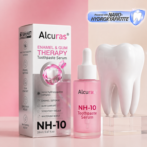 Alcuras Thismile NH-10 toothpaste serum with box and dropper bottle