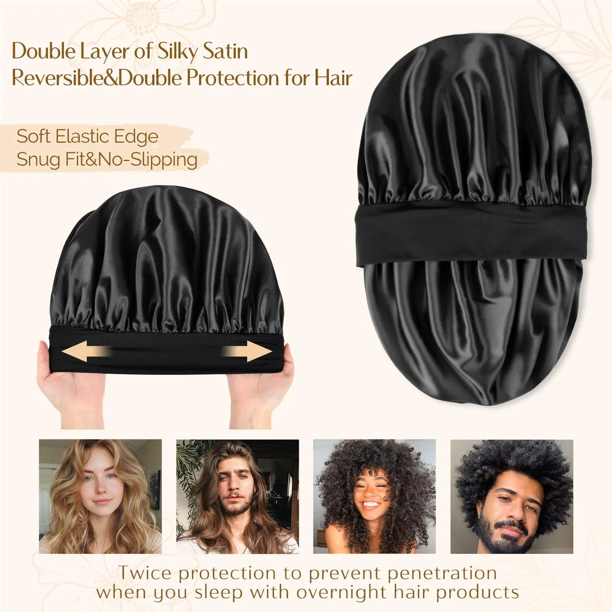 Men's Double-Layer Satin Sleep Bonnet 鈥?12 Colors - source image 07