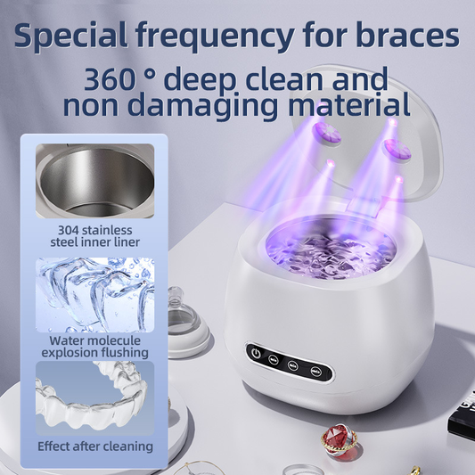 Ultrasonic Denture Cleaner with 3 Timer Settings & Blue Light