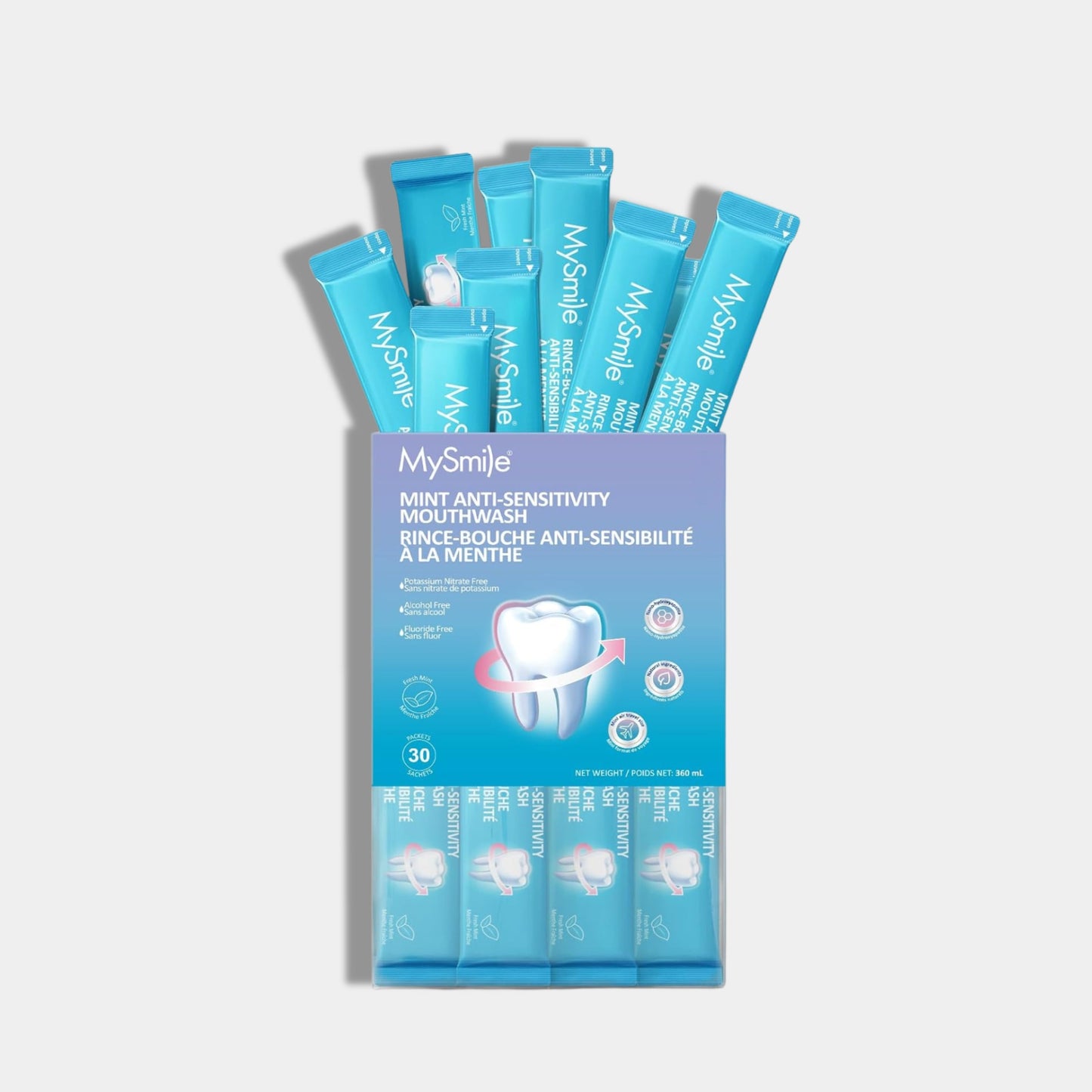 MySmile nano-hydroxyapatite portable mouthwash packets