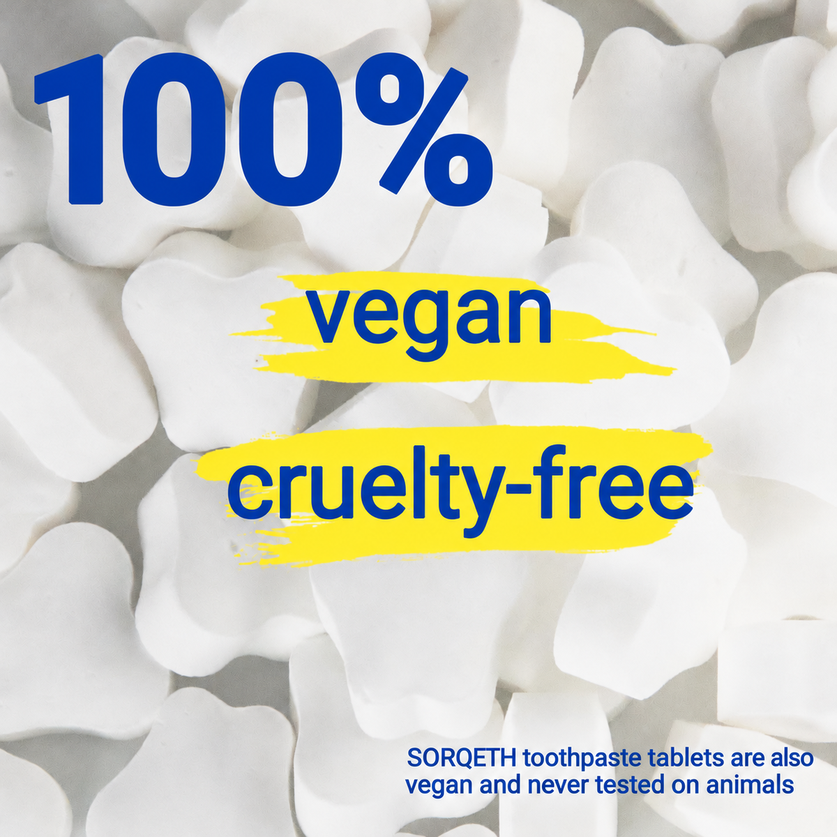 SORQETH vegan and cruelty-free toothpaste tablet visual