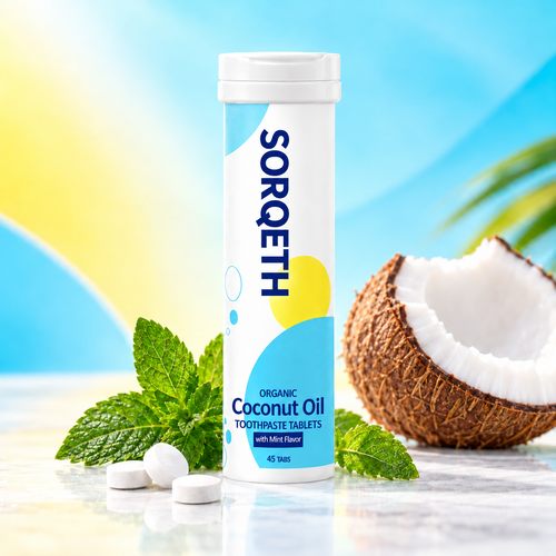 SORQETH Organic Coconut Oil Toothpaste Tablets promotional main image