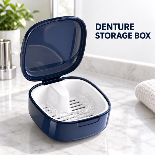 Portable Denture Storage Box with Rinse Basket