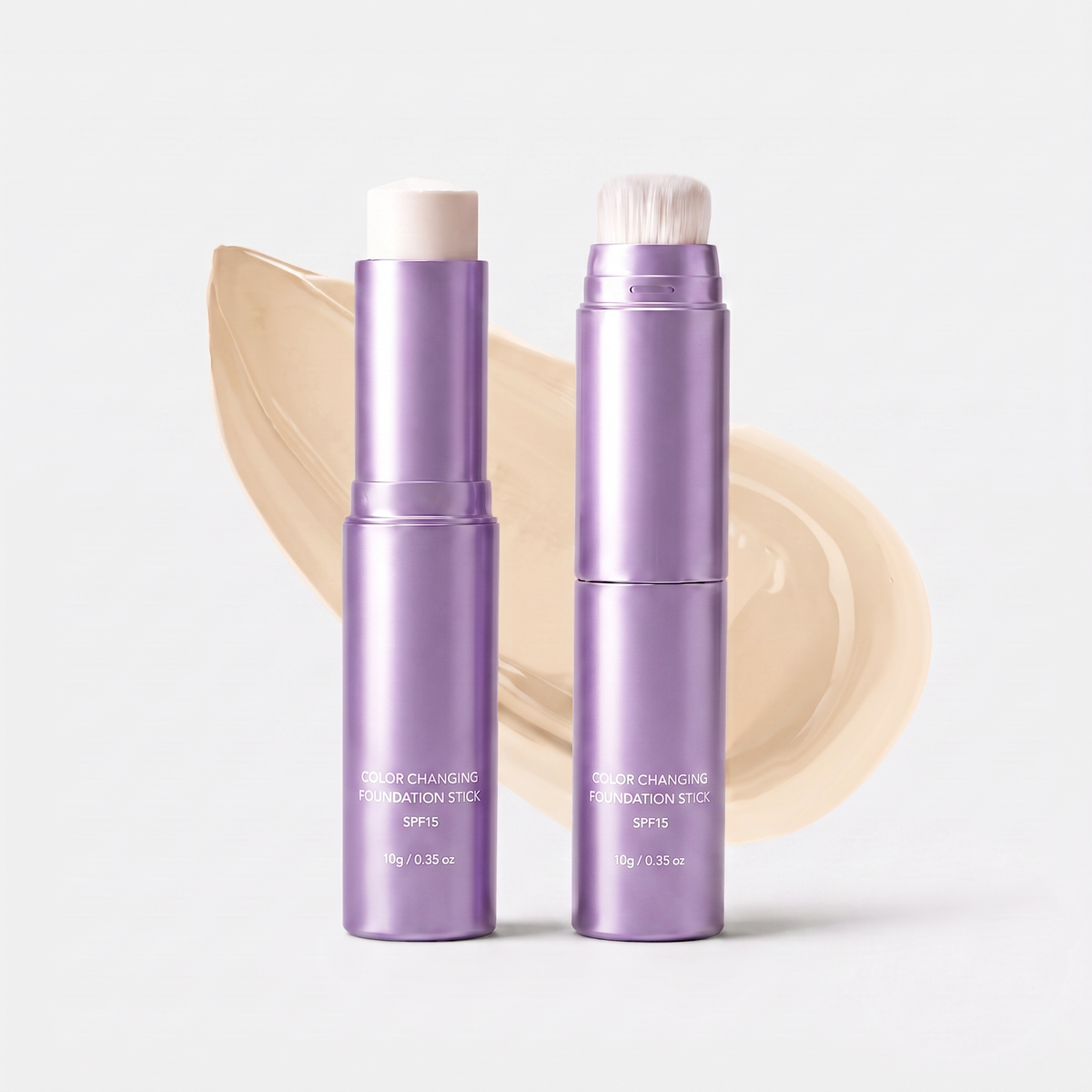 Sorqeth color-adapting foundation stick in Light with built-in blending brush