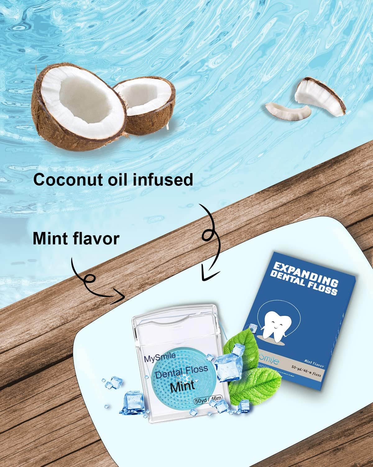 Coconut oil infused woven dental floss
