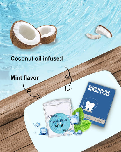 Coconut oil infused woven dental floss