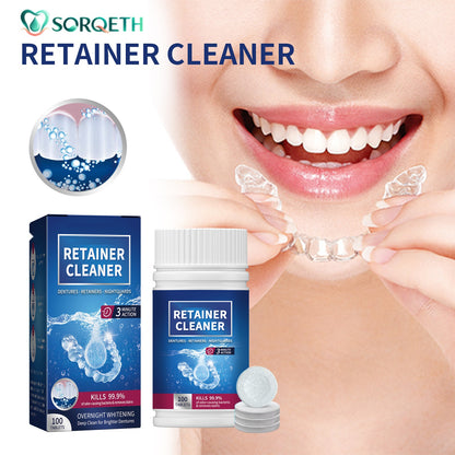Retainer cleaner with clear retainer lifestyle illustration