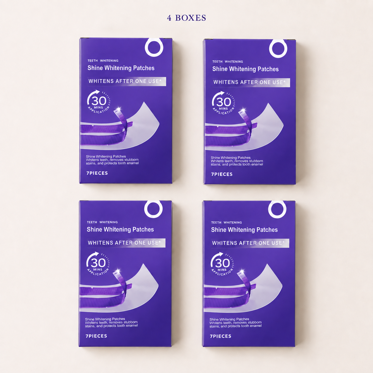4 boxes of Oralhoe Shine Whitening Patches, 7 pieces per box