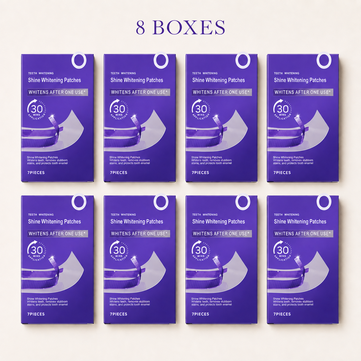 8 boxes of Oralhoe Shine Whitening Patches, 7 pieces per box