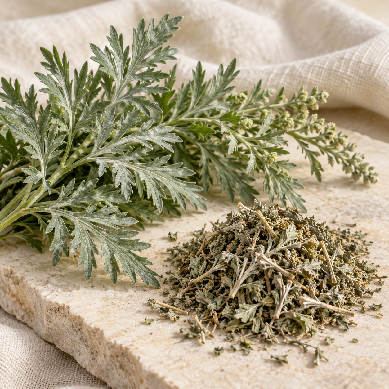 Dried wormwood leaves and stems